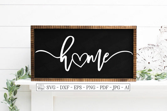SVG | Home | Cutting File | Modern Farmhouse Script with Tails| Rustic | Heart | Sign | | png eps dxf | Oversized | Cricut