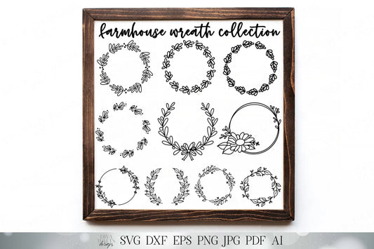 Farmhouse Wreath Collection | Cutting Files and Clipart | Set of 10 | Florals Greenery and More!