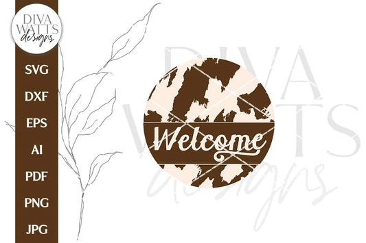 Welcome SVG | Western Cowhide Door Hanger Design