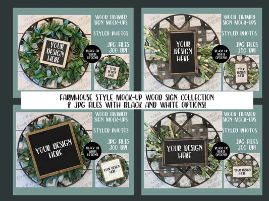 Mock-Up Wood Sign Bundle | 8 JPG Files | Farmhouse Styled Photography | Instant Download