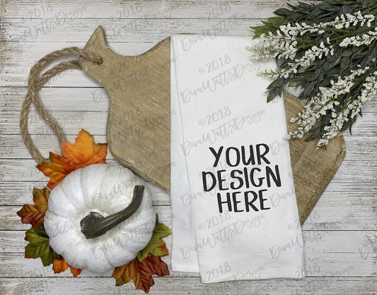 Fall Mock-Up Kitchen Tea Towel | Farmhouse Flour Sack Towel | Product Display | Instant Download | JPG | Autumn
