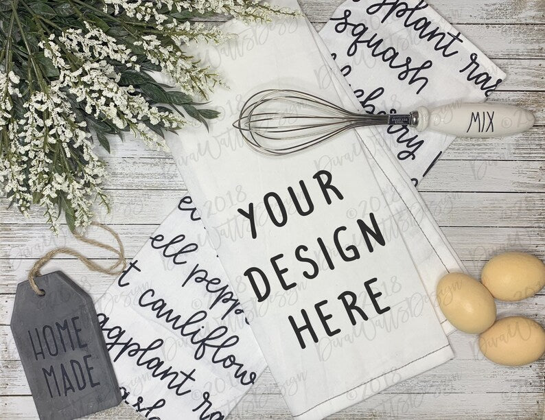 Mock-Up Kitchen Tea Towel | Farmhouse Flour Sack Towel | Product Display | Instant Download | JPG