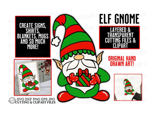 SVG Elf Gnome | Cutting File | Santa's Helper | Christmas | Holiday | Farmhouse | | DXF PNG eps jpg | Vinyl Stencil htv | Shirt