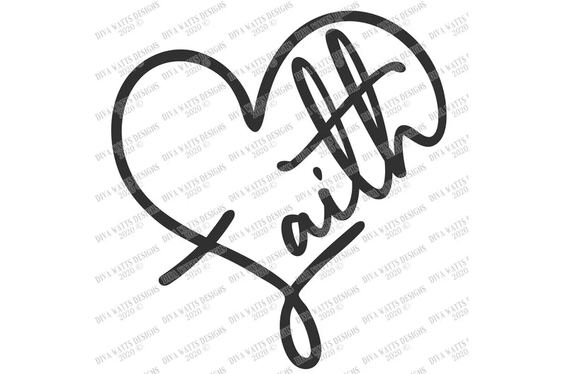SVG | Faith Heart | Cutting File | Vinyl Stencil HTV | Christian Religious | Shirt Sign Tote | dxf eps jpg pdf ai png | Cricut Silhouette