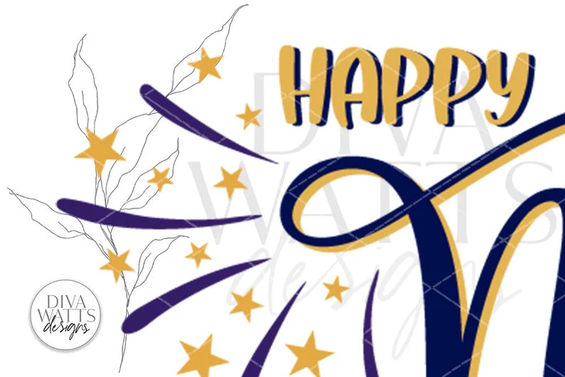 Happy New Year SVG | Round Sign Design