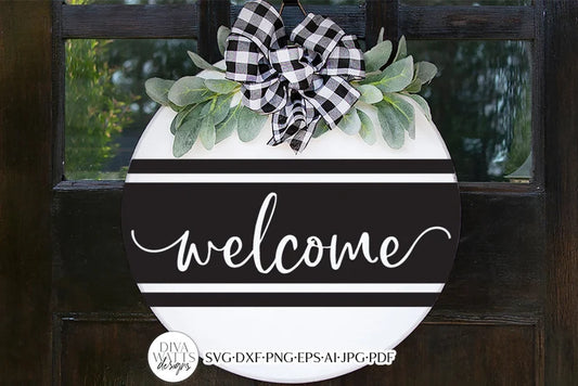 Welcome With Stripes SVG | Farmhouse Style Design | 3 Versions Included