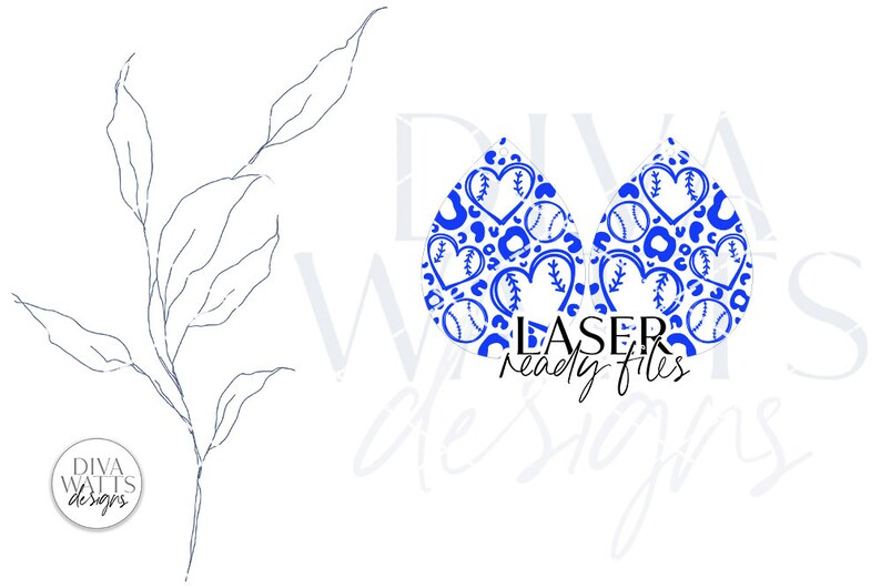 Baseball Leopard Print Drop Earrings Glowforge SVG | Sports Earring Design