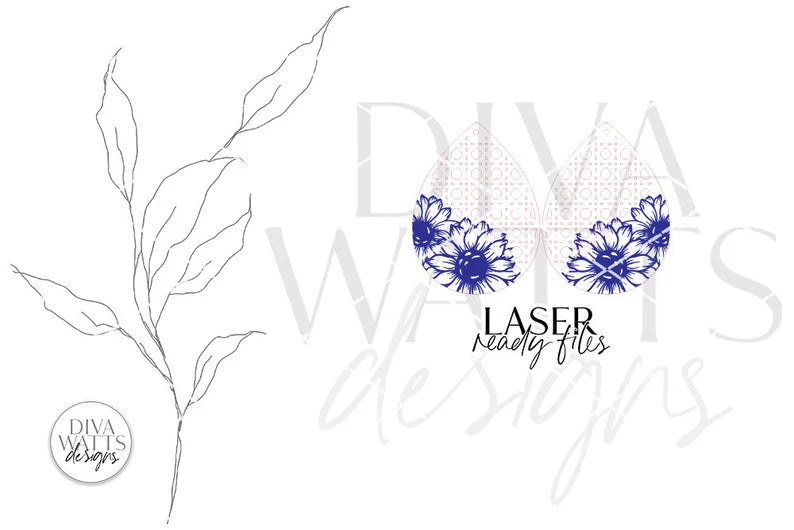 Boho Sunflower Rattan Drop Earrings Glowforge SVG | Floral Laser File