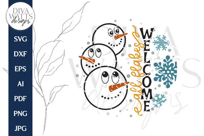 All Flakes Welcome Stacked Snowmen SVG | Snowman Winter Design