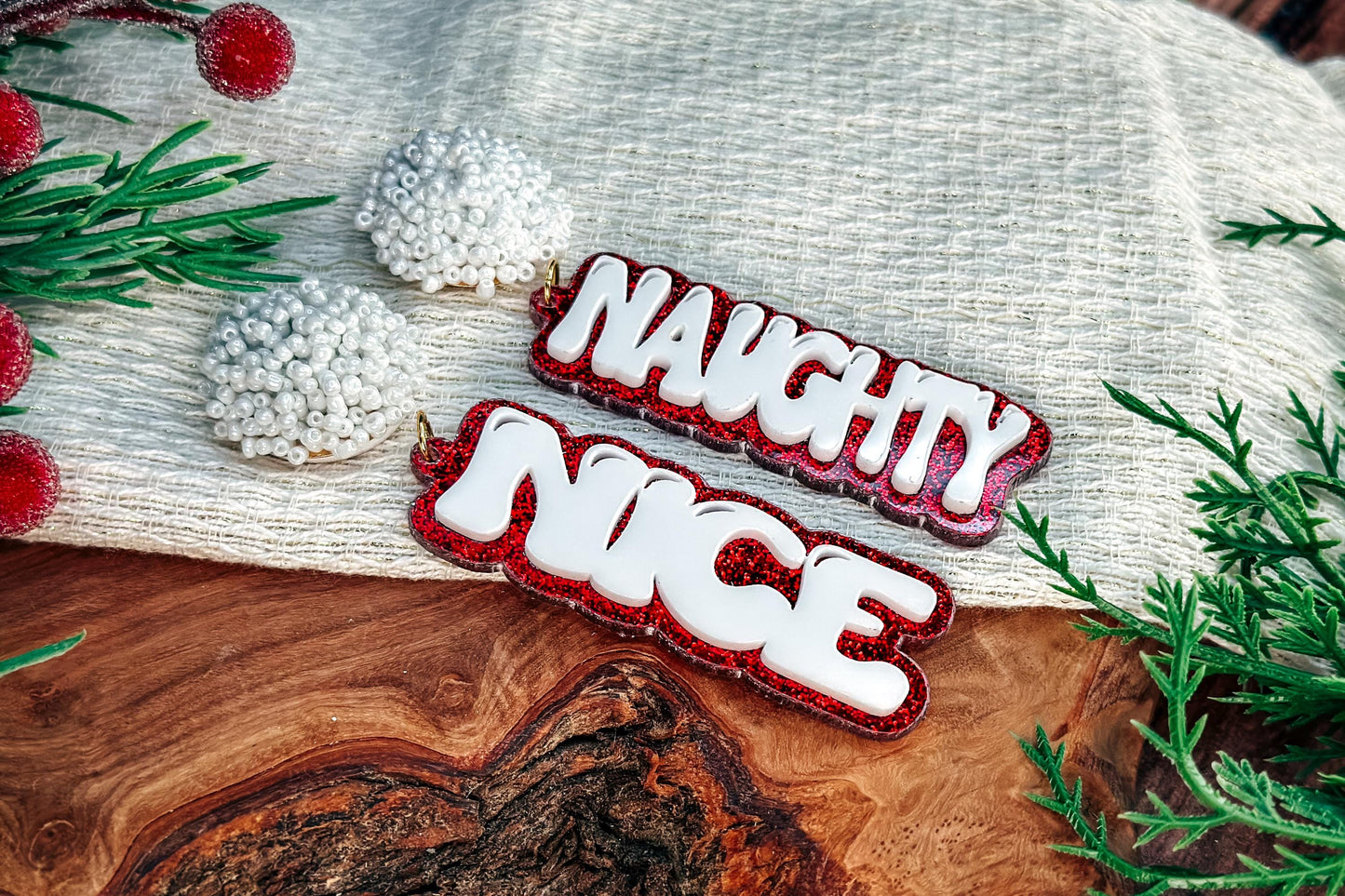 Naughty & Nice Layered Earrings SVG - Christmas Glowforge SVG, Xtool SVG, Earring svg Design for Crafting!