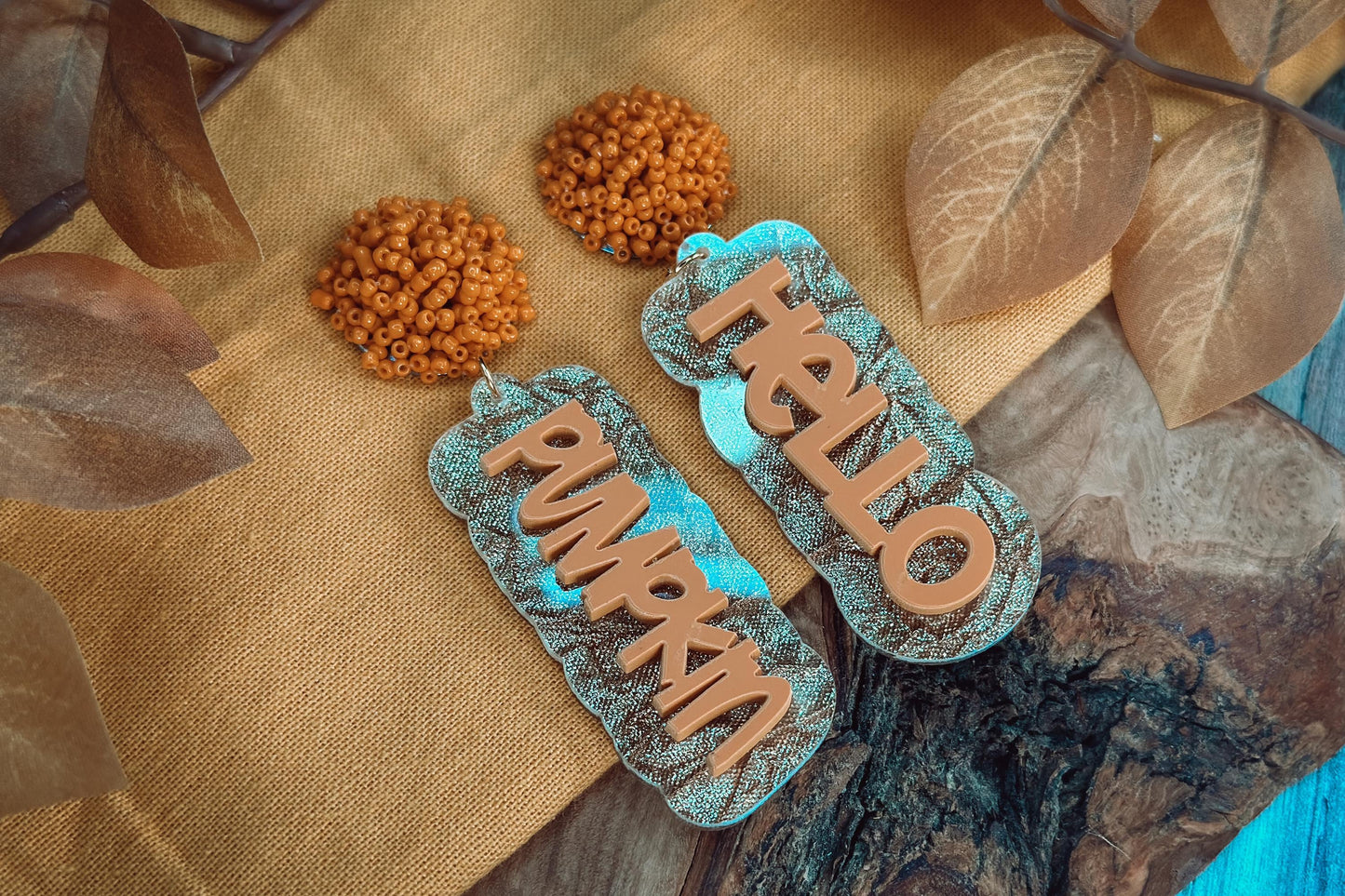 Hello Pumpkin Layered Earrings SVG - Fall Glowforge SVG, Xtool SVG, Earring svg Design for Crafting!