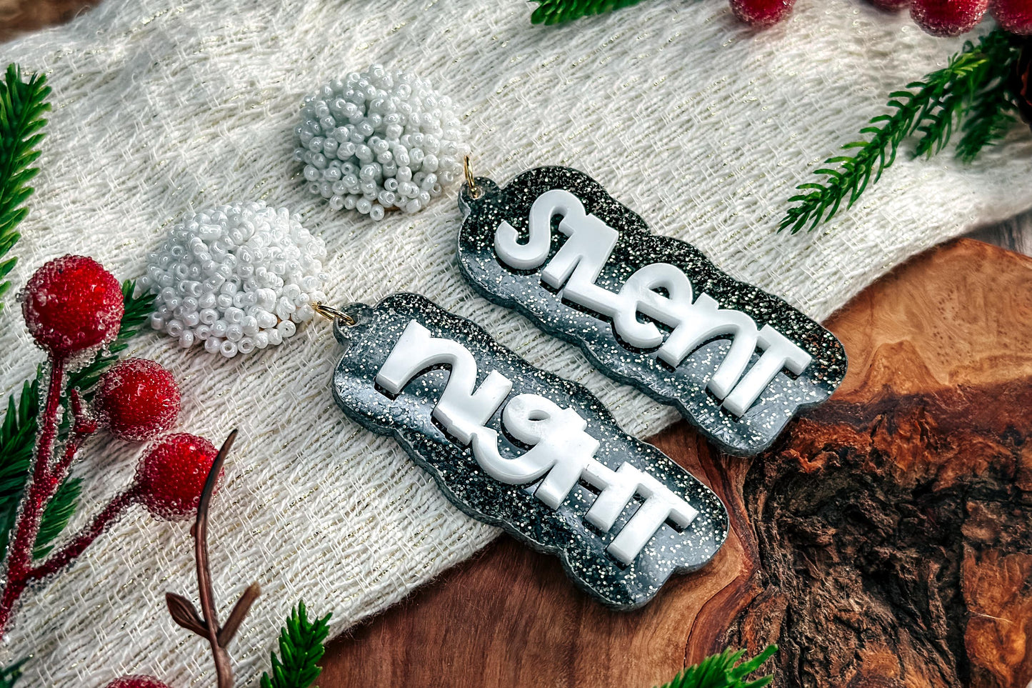 Silent Night Earrings SVG - Christmas Glowforge SVG, Xtool SVG, Earring Svg Design for Crafting!