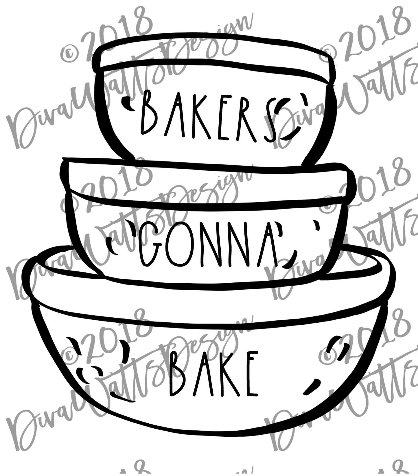 SVG Lumpy Mixing Bowls with Skinny Font | Farmhouse Kitchen Decor | Humor | Cuttable Cricut | Tea Towel | Shirt | Sign | Instant Download