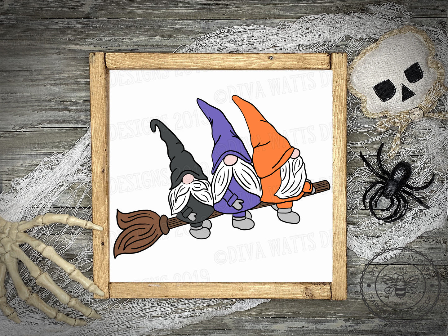 Flying Gnomes on Broomstick | Halloween Cutting Files and Printable | SVG DXF and More! | Witch Gnomes