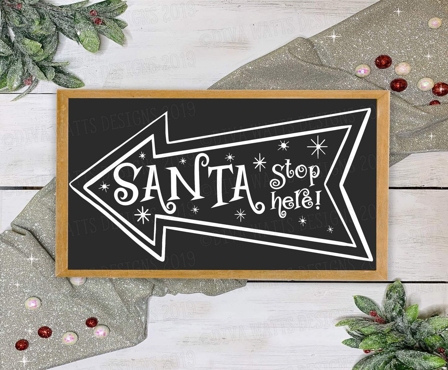 SVG Santa Stop Here | Cutting File | Christmas | Retro Vintage Farmhouse | Instant Download | DXF PNG eps Vinyl Stencil htv | Holiday Claus