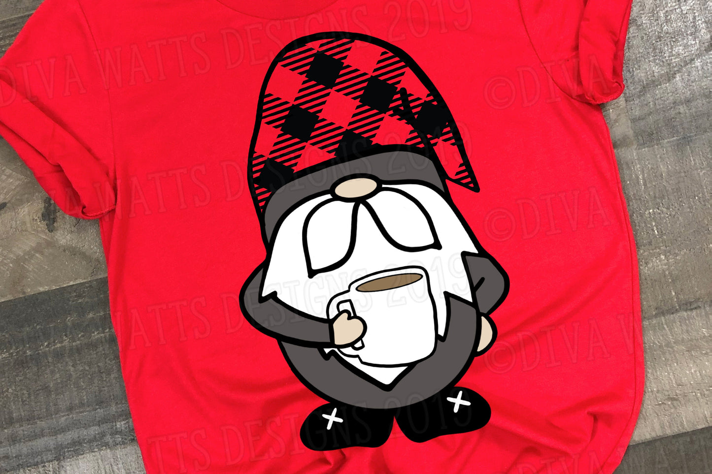 SVG Farmhouse Gnome | Cutting File | Clipart | Buffalo Check Plaid Hat | Coffee Mug | Vinyl Stencil HTV | dxf png eps ai pdf jpg | Customize