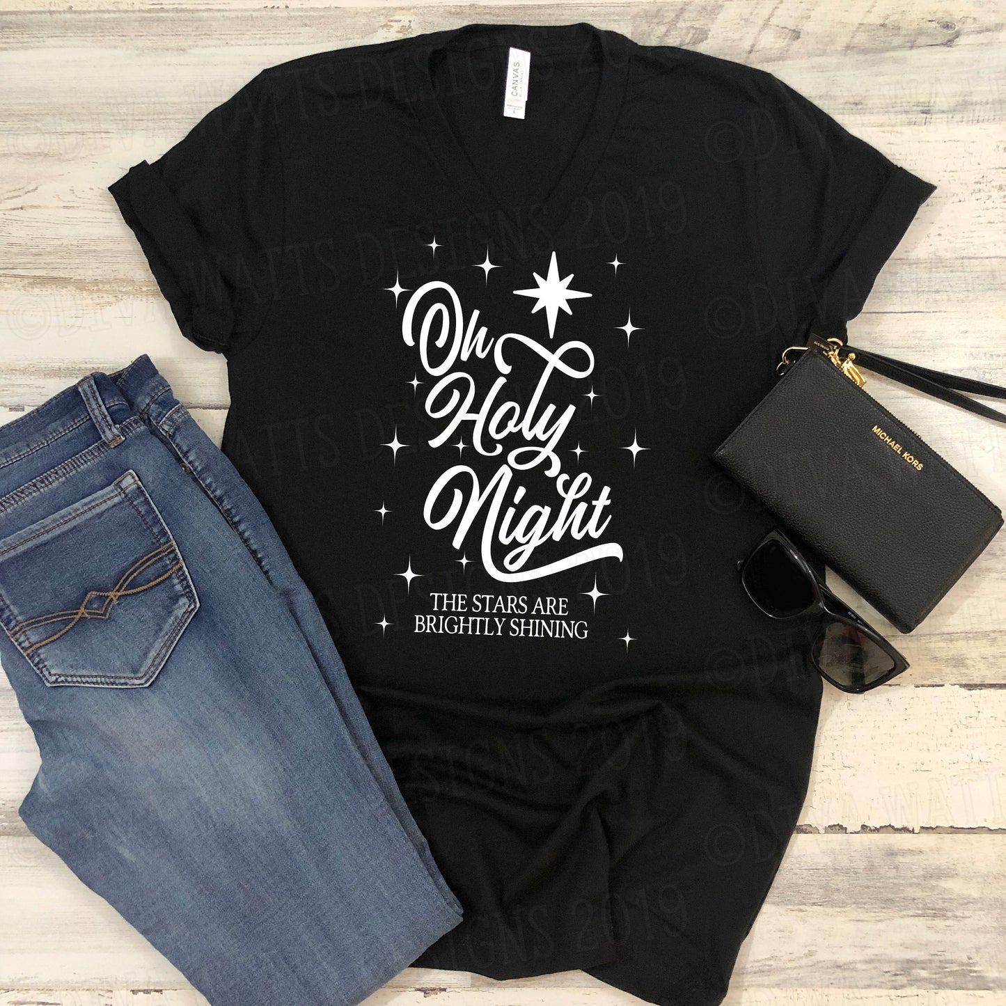 SVG Oh Holy Night | Cutting File | The Stars Are Brightly Shining | Jesus Birth Christmas Hymn Song Carol | Vinyl Stencil HTV | DXF | Sign