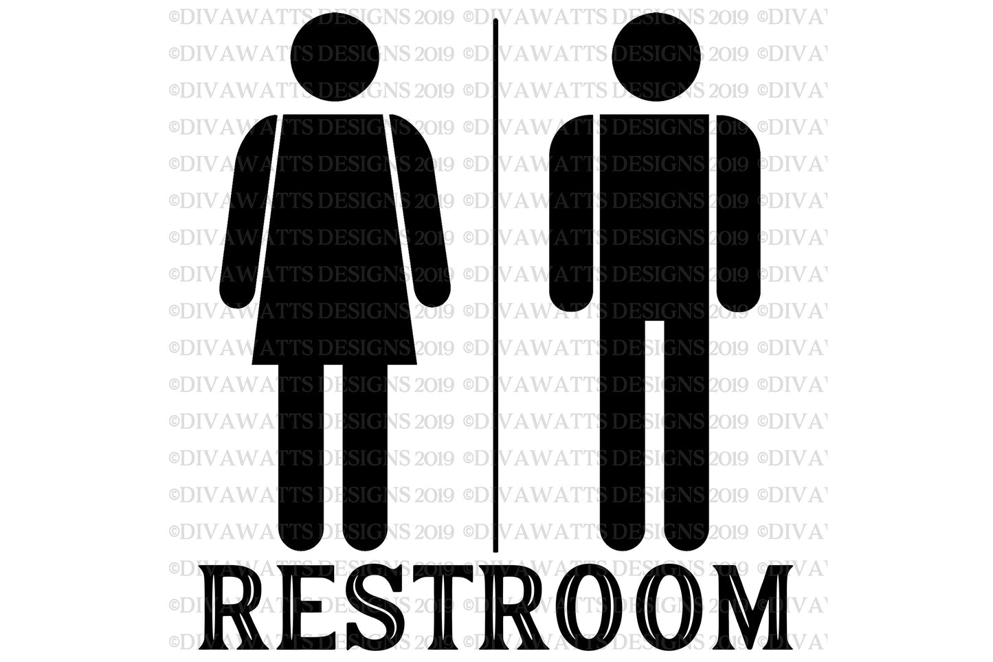 SVG Restroom | Cutting File | Male Female Figures | Farmhouse Sign | PNG eps jpg ai | | Bathroom Powder Room