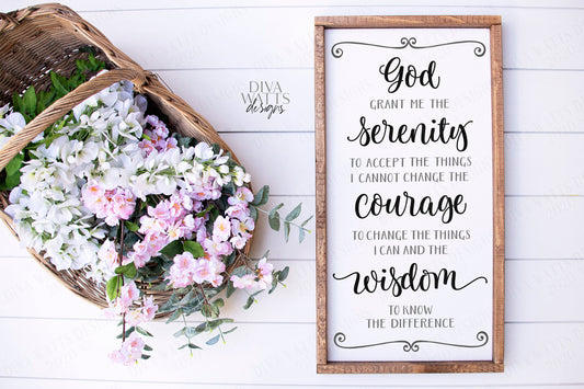 SVG | Serenity Prayer | Cutting File | Christian Inspirational Motivational | Farmhouse Sign | Vinyl Stencil HTV | Courage Wisdom God | eps
