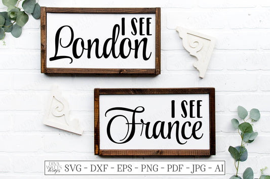 SVG | I See London I see France | Cutting File | Farmhouse Bathroom Humor Sign Set | Vinyl Stencil HTV | DXF eps jpg pdf ai | restroom bath