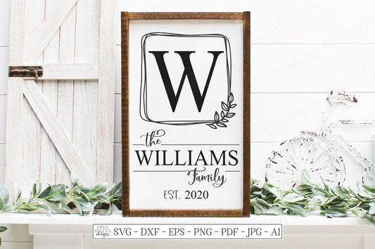 SVG Family Monogram Sign | Cutting File | Last Name | Add Your Text & Font | Customize Personalize | Vinyl Stencil HTV Instant Download PNG