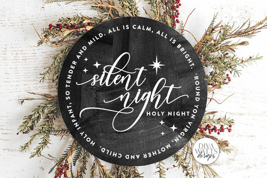 Silent Night SVG | Christmas Round Design