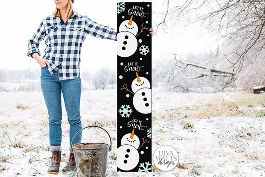 Let It Snow Vertical SVG | Snowman Christmas Design