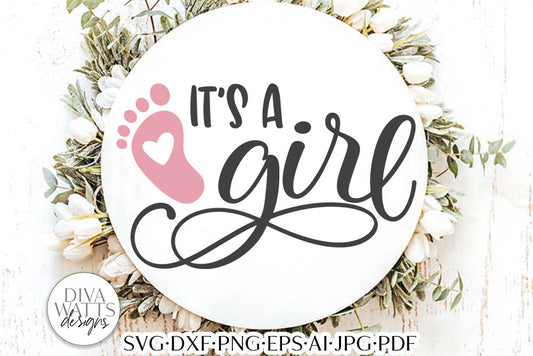 It's A Girl SVG | Baby Announcement Design