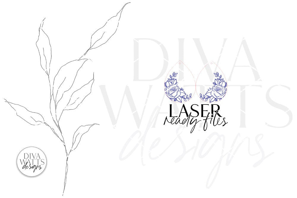 Rose Drop Earrings Glowforge SVG | Floral Laser File