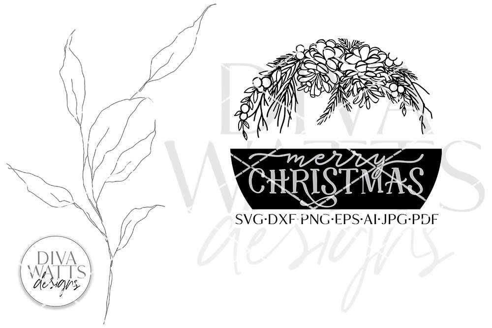 Merry Christmas SVG | Winter Greenery Round Design
