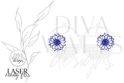 Boho Rattan Sunflower Earrings SVG | Glowforge Laser File