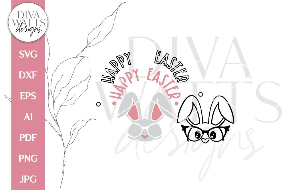 Happy Easter SVG | Spring Bunny With Glasses Design