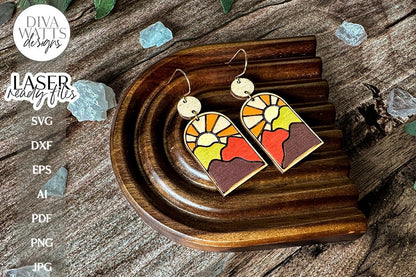 Abstract Boho Mountains & Sunset Earrings Laser SVG | Glowforge Jewelry File