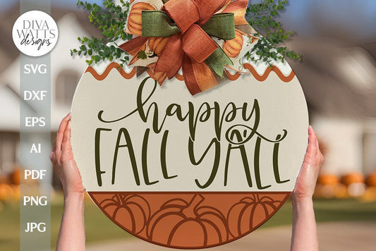 Happy Fall Y'all SVG Fall Door Hanger SVG Fall Sign SVG Autumn Door Hanger svg Pumpkin svg Fall Pumpkin svg Fall Sign svg Fall Decor Wreath