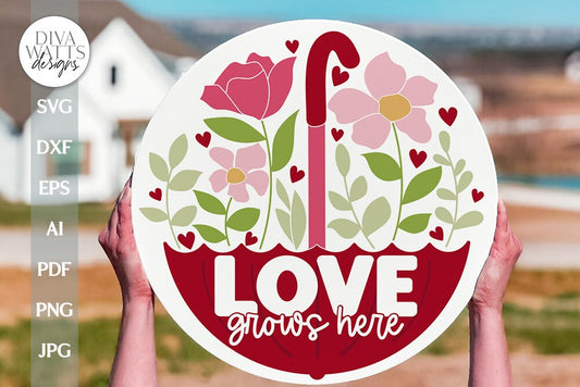 Love Grows Here SVG Valentine's Day Door Hanger SVG Valentine's Day Welcome svg Valentine Sign SVG Valentine's Day svg Valentine's svg Sign