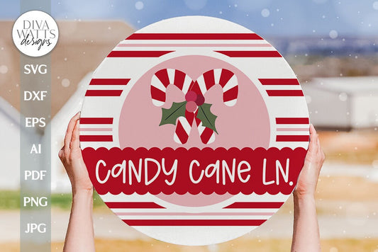 Candy Cane Lane SVG Door Hanger For Winter SVG Welcome Christmas SVG Door Hanger For Christmas Candy Cane svg Front Door Decor Farmhouse svg