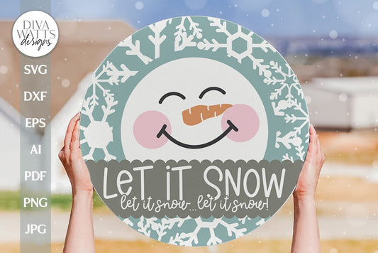Let It Snow SVG Christmas Door Hanger SVG Winter Door Sign svg Snowflakes svg Snowman svg Welcome SVG For Winter Door Hanger svg Sign