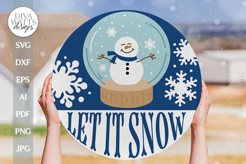 Let It Snow SVG Christmas Door Hanger SVG Winter Door Sign svg Snow Gl ...