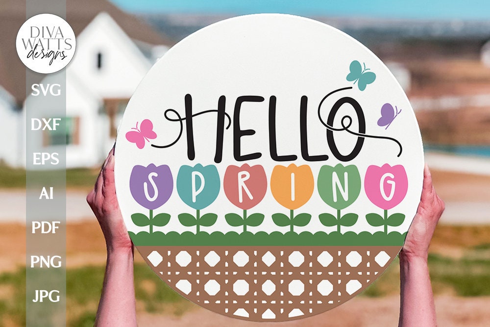 Hello Spring SVG Spring Door Hanger SVG Spring Sign svg Spring Butterflies & Flowers svg Spring Floral svg Spring Welcome svg Welcome Spring