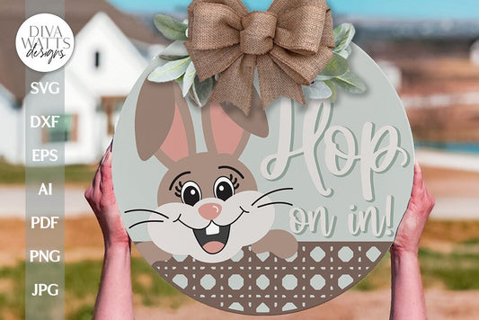 Hop On In SVG Easter Door Hanger svg Easter Bunny svg Bunny Door Hanger svg Bunny Welcome svg Easter Bunny SVG Easter Welcome svg Easter