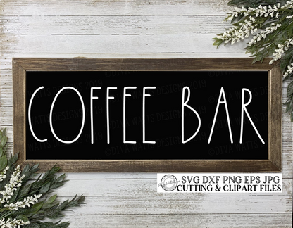SVG Coffee Bar | Cutting File | Farmhouse | Skinny Font | Brewing Station | Vinyl Stencil htv | Sign | Kitchen Wall Decor