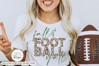 Fall & Football Y'all SVG | Football Leopard Print Design