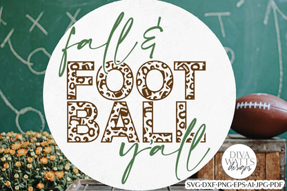 Fall & Football Y'all SVG | Football Leopard Print Design