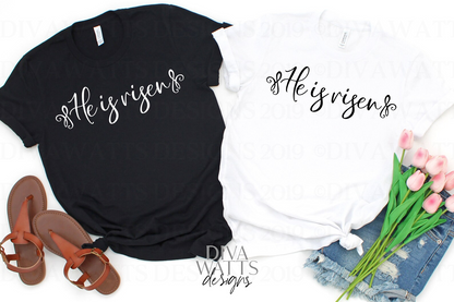 SVG | He Is Risen | Cutting File | Jesus | Easter | Sign Shirt | Vinyl Stencil HTV | Christian | Farmhouse Script | png jpg pdf | Printable