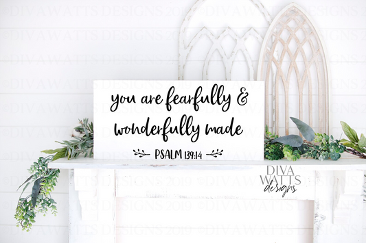 SVG You Are Fearfully and Wonderfully Made | Cutting File | Christian Verse | Psalm | Vinyl Stencil HTV | dxf png eps | Farmhouse Nursery