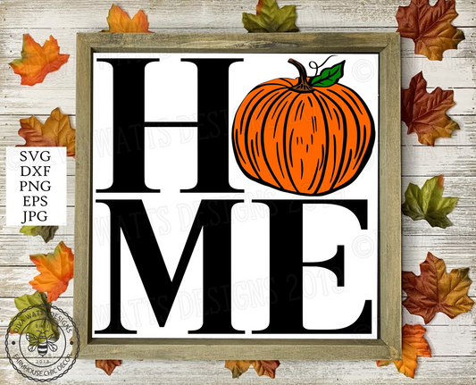 SVG Home | Fall Pumpkin | Square Cutting File | Instant Download | Autumn | Vinyl Stencil htv | DXF PNG eps jpg | Sign Pillow | Cut File