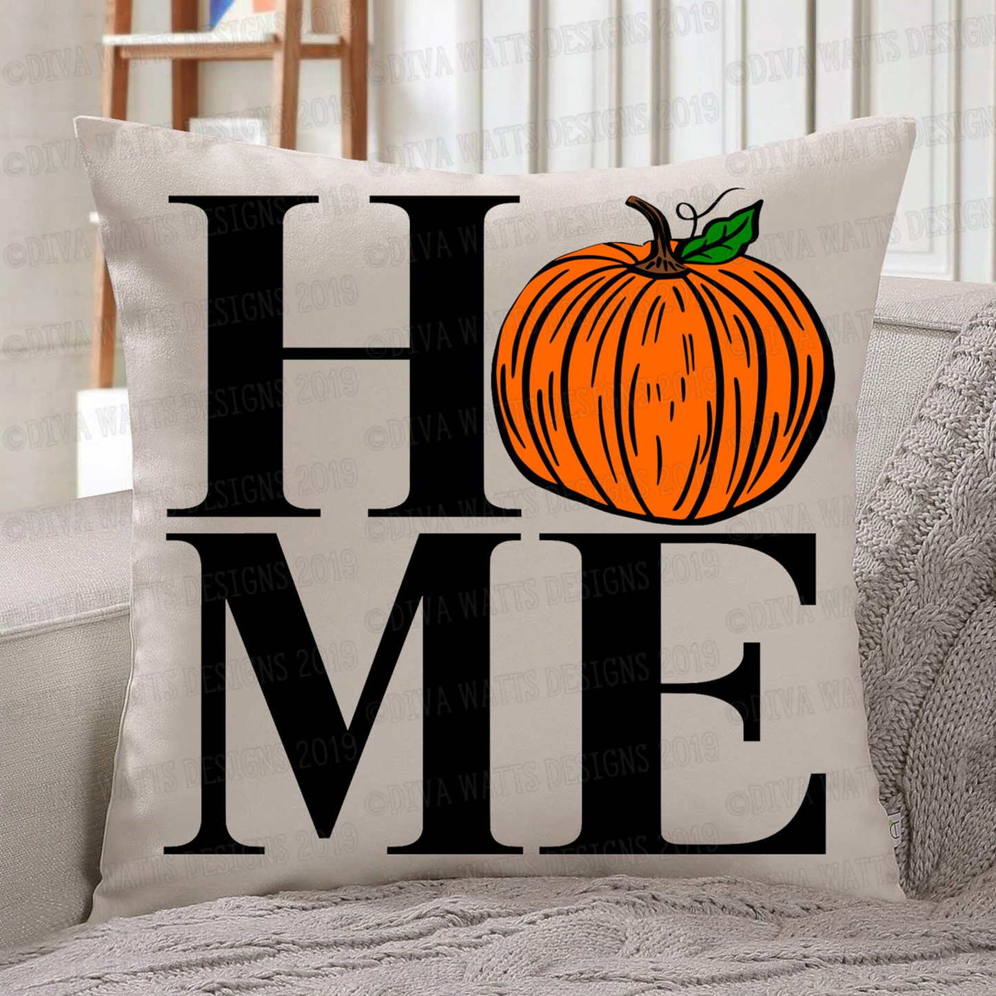 SVG Home | Fall Pumpkin | Square Cutting File | Instant Download | Autumn | Vinyl Stencil htv | DXF PNG eps jpg | Sign Pillow | Cut File