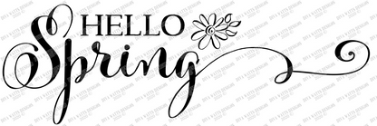 SVG | Hello Spring | Cutting File | Farmhouse Flowing Script | Sign | Vinyl Stencil HTV | DXF eps | Flower Daisy | Ornate | Rustic Vintage
