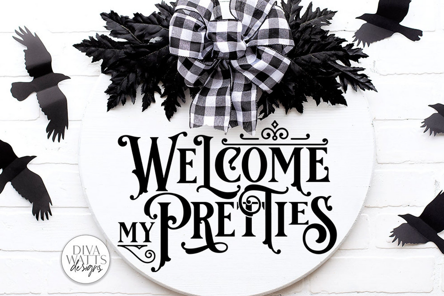 Welcome My Pretties SVG | Halloween Round Sign Design