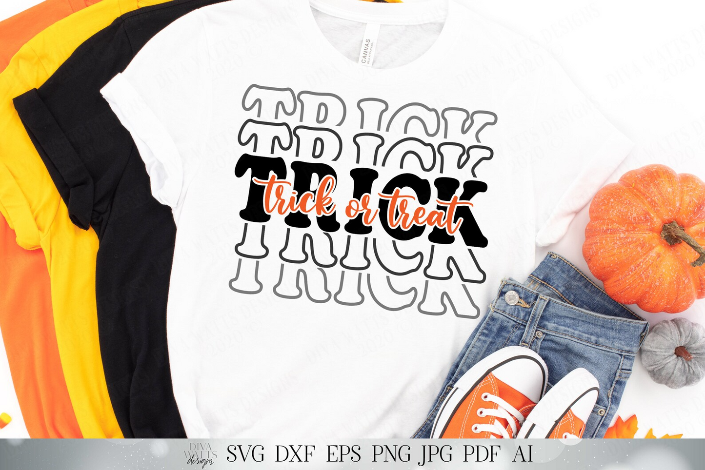 Trick Or Treat | Stacked Halloween Design | Halloween SVG | Fall SVG | Retro SVG | Shirt svg | svg dxf and More!